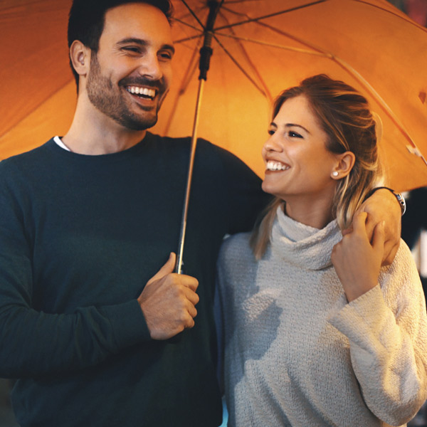 young couple on chilly night